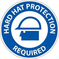 Hard Hat Protection Required Area Sign On White Background vector