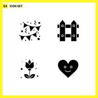 4 Icon Set Simple Solid Symbols Glyph Sign on White Background for Website Design Mobile Applications and Print Media vector