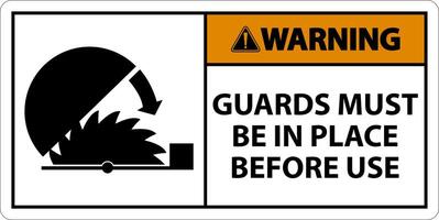 Warning Guards Must Be In Place Sign On White Background vector