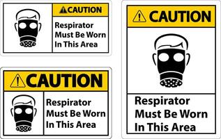 Caution Respirators Must Be Worn In This Area Signs vector