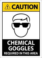 Caution Chemical Goggles Required Sign On White Background vector