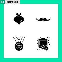 Pack of 4 Solid Style Icon Set Glyph Symbols for print Creative Signs Isolated on White Background 4 Icon Set vector