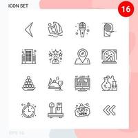 Vector Pack of 16 Icons in Line Style Creative Outline Pack isolated on White Background for Web and Mobile