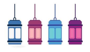 Set of colorful ramadan lanterns flat design on white background. Vector oranamen of the month of Ramadan full of joy.