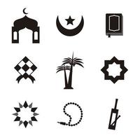 set of islamic icons on white background flat design, islamic vector illustration for ramadan month.