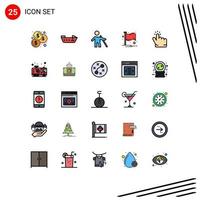 Mobile Interface Filled line Flat Color Set of 25 Pictograms of point finger people click notification Editable Vector Design Elements