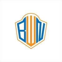 bwn resumen monograma proteger logo diseño en blanco antecedentes. bwn creativo iniciales letra logo. vector