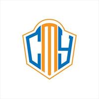 CMY abstract monogram shield logo design on white background. CMY creative initials letter logo. vector