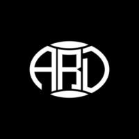 ARD abstract monogram circle logo design on black background. ARD Unique creative initials letter logo. vector