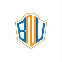 BNU abstract monogram shield logo design on white background. BNU creative initials letter logo. vector