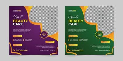 Modern Spa Beauty Center social media post, Digital marketing promotion ads sales and discount web banner vector template design