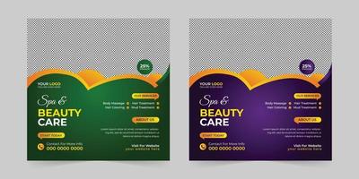 Modern Spa Beauty Center social media post, Digital marketing promotion ads sales and discount web banner vector template design