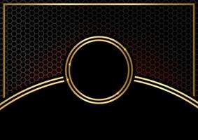 Luxury shiny gold circle center line premium hexagon background vector