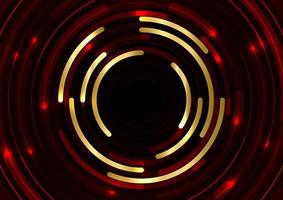 Abstact red light circle len motion gold line center background vector