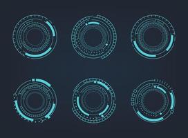 Futuristic abstract HUD. Circle technology elements set. Futuristic hud interface. Vector illustration.