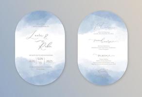 Luxury double arch Wedding Invitation cards Navy blue Watercolor style collection design. Watercolor Texture Background, brochure, invitation template. vector