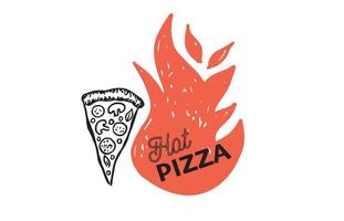 Hot Pizza, hand drawn illustrations, vector