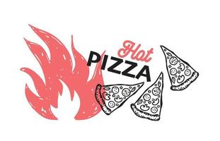 Hot Pizza, hand drawn illustrations, vector