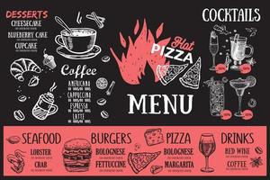 Restaurant cafe menu, template design. Food flyer. vector