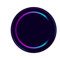 black round button with neon light border png