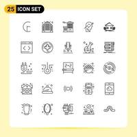 Line Pack of 25 Universal Symbols of ecology agriculture business mind human Editable Vector Design Elements