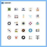 Set of 25 Vector Flat Colors on Grid for box computer media play webcam cam Editable Vector Design Elements