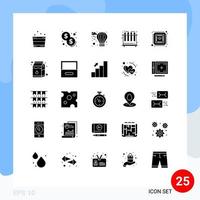 Group of 25 Modern Solid Glyphs Set for milk future balloon computer tubes Editable Vector Design Elements