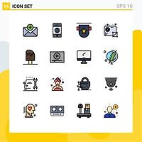 Set of 16 Modern UI Icons Symbols Signs for cold production badges media audio Editable Creative Vector Design Elements