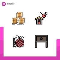 User Interface Pack of 4 Basic Filledline Flat Colors of arrange crafts box house hobbies Editable Vector Design Elements