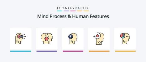 Mind Process And Human Features Line Filled 5 Icon Pack Including feature. mind. mind. setting. control. Creative Icons Design vector