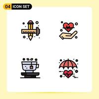 4 Creative Icons Modern Signs and Symbols of art leaf drawing hold plant Editable Vector Design Elements