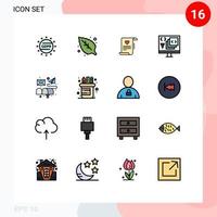 Flat Color Filled Line Pack of 16 Universal Symbols of box development paper develop app Editable Creative Vector Design Elements