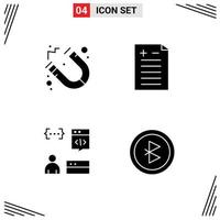 Pack of 4 creative Solid Glyphs of education development comparison app bluetooth Editable Vector Design Elements