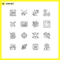 Modern Set of 16 Outlines and symbols such as market space advertising science promote Editable Vector Design Elements