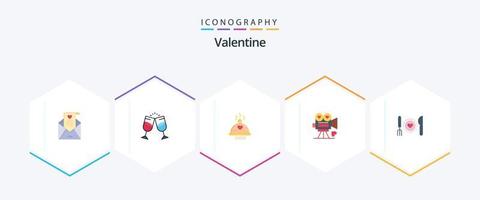 Valentine 25 Flat icon pack including dinner. day. drink. valentines. couple vector