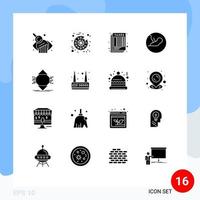 Mobile Interface Solid Glyph Set of 16 Pictograms of computer computing table ubicomp embryo Editable Vector Design Elements