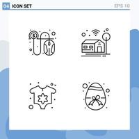 4 Creative Icons Modern Signs and Symbols of click newborn cash wifi egg Editable Vector Design Elements