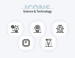 Science And Technology Line Icon Pack 5 Icon Design. engineering science. applied science. light bulb. internet cloud. cloud service vector