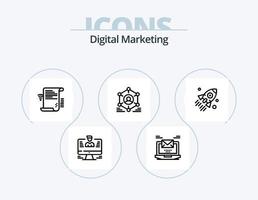 digital márketing línea icono paquete 5 5 icono diseño. tutorial. jugar. vocero. perfil. datos vector