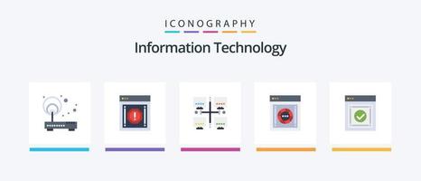 Information Technology Flat 5 Icon Pack Including safe box. internet. notification. encryption. local. Creative Icons Design vector