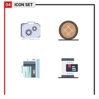 4 Creative Icons Modern Signs and Symbols of briefcase pie progress cake interior Editable Vector Design Elements