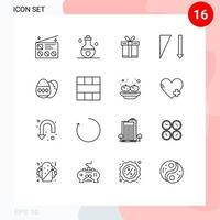 Set of 16 Vector Outlines on Grid for easter egg sort perfume descending shopping Editable Vector Design Elements