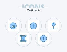 multimedia azul icono paquete 5 5 icono diseño. medios de comunicación. multimedia. cerrar con llave. medios de comunicación jugador. añadir vector