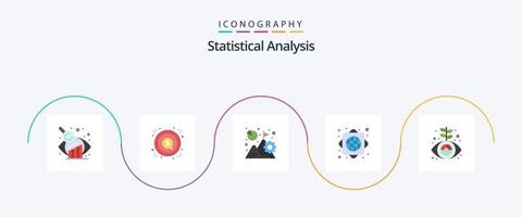 Statistical Analysis Flat 5 Icon Pack Including growth. business. business. worldwide. global infrastructure vector