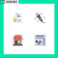 4 Creative Icons Modern Signs and Symbols of banking shopping security microphone carton Editable Vector Design Elements