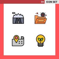 Universal Icon Symbols Group of 4 Modern Filledline Flat Colors of landscape map road folder location Editable Vector Design Elements