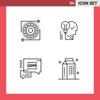 Group of 4 Modern Filledline Flat Colors Set for business mind operation brain power Editable Vector Design Elements