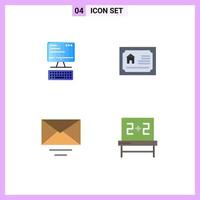 User Interface Pack of 4 Basic Flat Icons of computer email computing real blackboard Editable Vector Design Elements