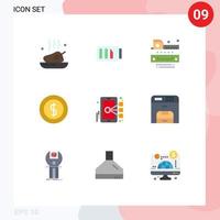 9 Universal Flat Colors Set for Web and Mobile Applications cell ecommerce simple coin tapeline Editable Vector Design Elements