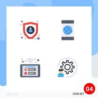 Pictogram Set of 4 Simple Flat Icons of data panel browser world wifi Editable Vector Design Elements